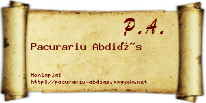 Pacurariu Abdiás névjegykártya